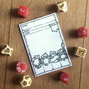 cover of 5E Barbarian Character Booklet surrounded by dice