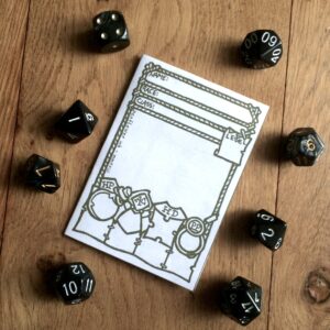 5E Rogue Character Sheet Booklet surrounded by shadowy black dice
