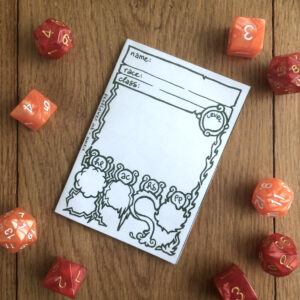 5E Sorcerer Character Sheet Booklet surrounded by orange and red dice