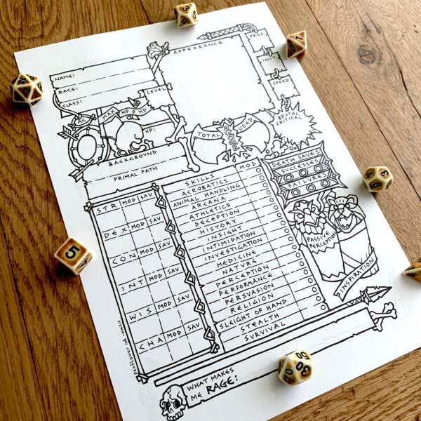 5E Barbarian Character Sheet