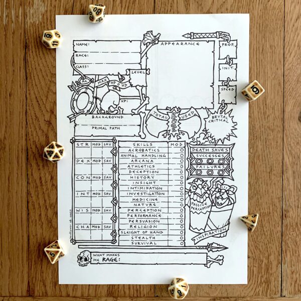 5E Barbarian Character Sheet - Image 2