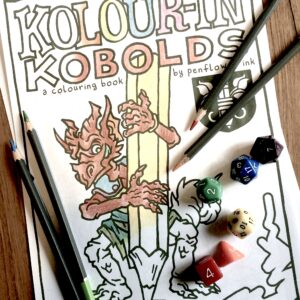 Kolour-in Kobolds Colouring Book cover half colored in