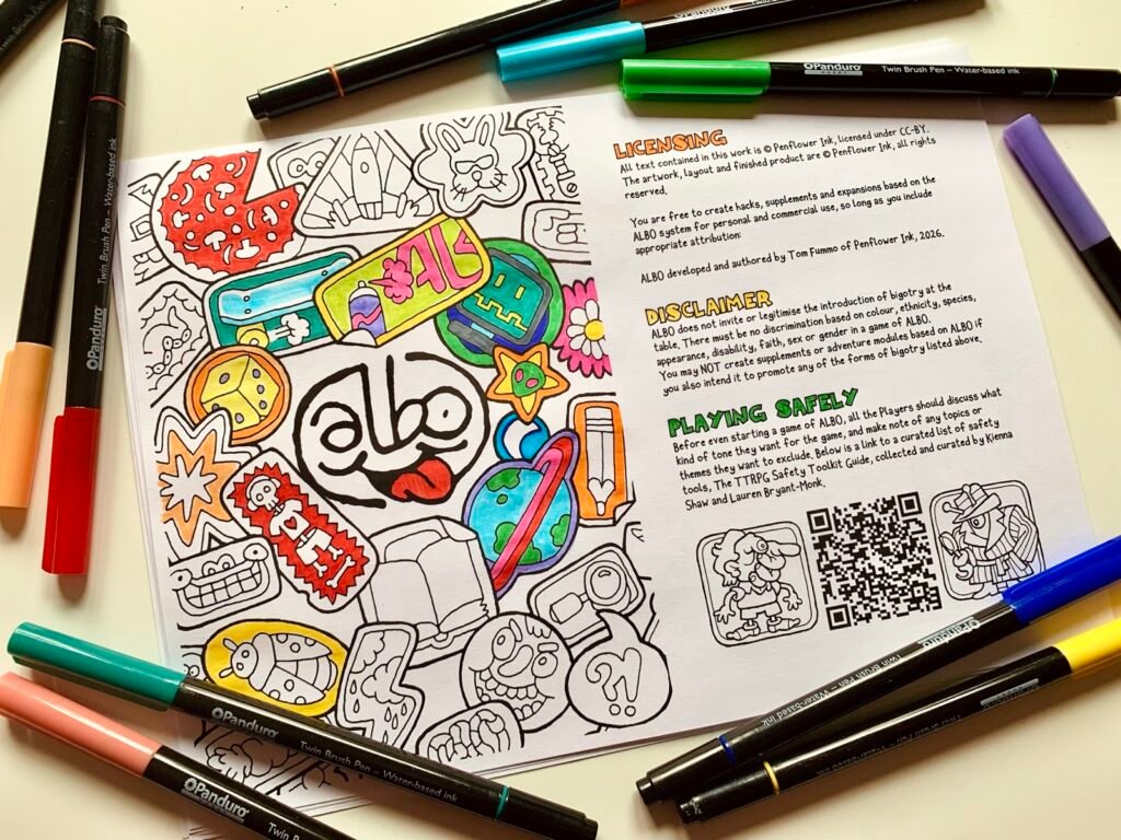 Partially coloured in pages from ALBO.