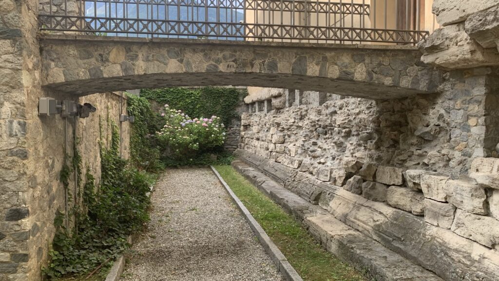 Criptoportico Forense - outside the site, with a restored forum garden.