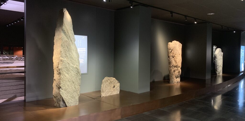 A collection of steles, stone monuments.