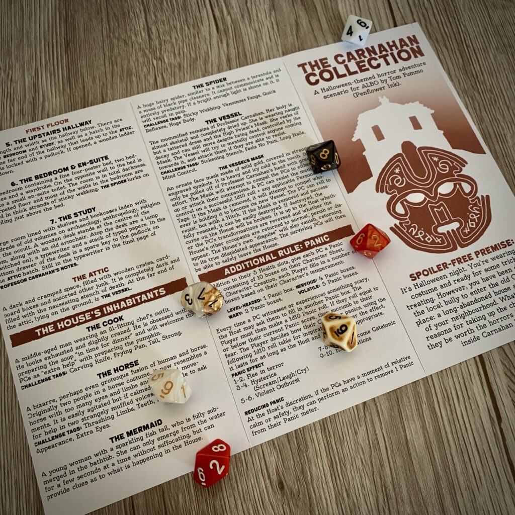 photo of the printed out trifold, side 1.